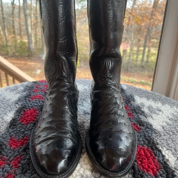 Lucchese Women size 6B Ostrich & Leather Black GUC - Picture 4 of 8